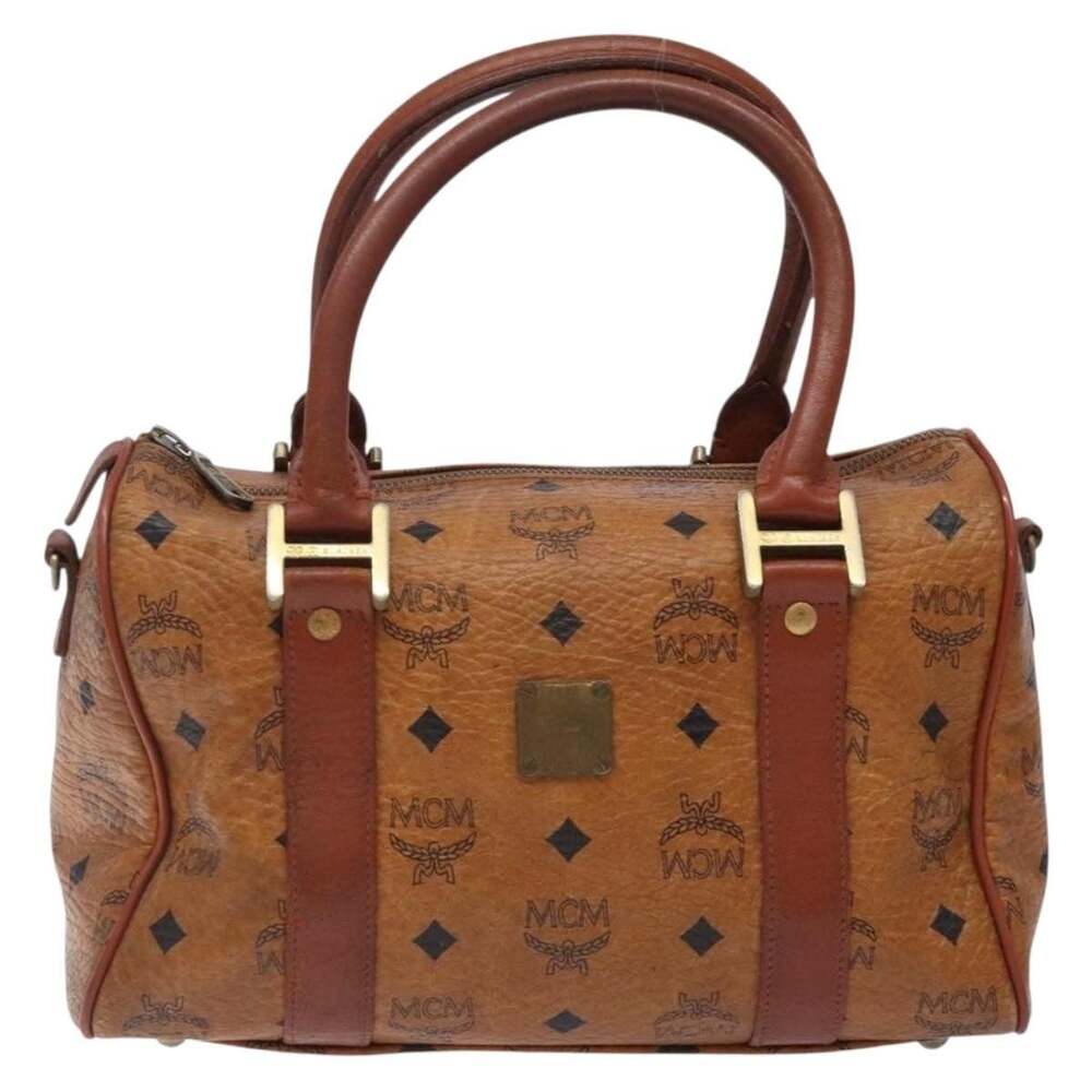 MCM Logogram Visetos Boston Bag Brown